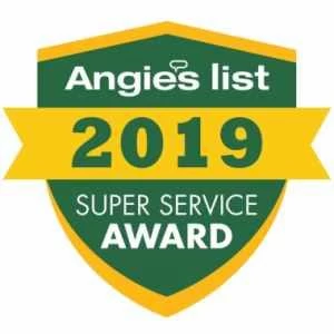 A green and yellow badge reads "Angie's List 2019 Super Service Award," recognizing excellence in air duct services New Jersey.