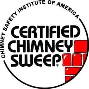 Logo for the Chimney Safety Institute of America. The text "CERTIFIED CHIMNEY SWEEP" is in bold letters with a red brick design, surrounded by a circular border with the institute's name&mdash;ideal for promoting dryer vent cleaning New Jersey services.